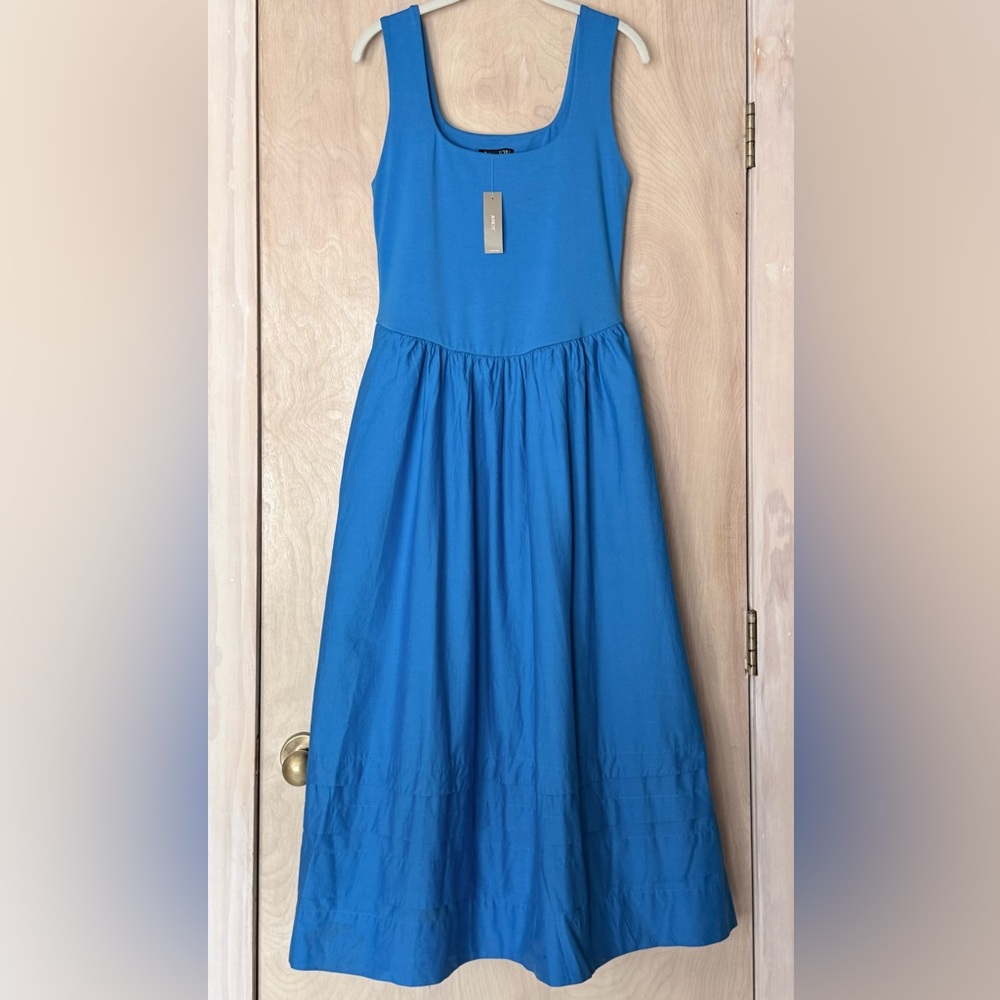 J.Crew Mixy Dress Electric Blue Sleeveless Stretch Bodice Womens M NWT